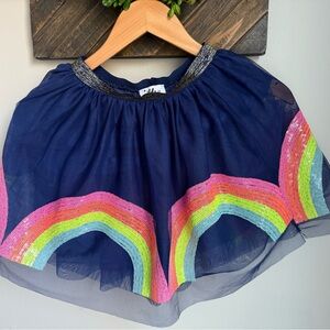 Lola + The Boys Colorful Rainbow Tulle Sequin Skirt 7-8